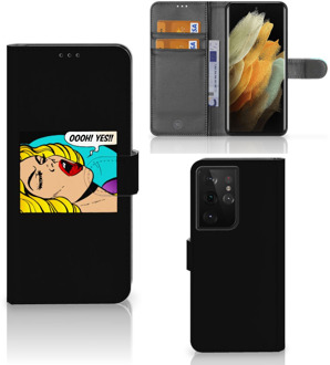 B2Ctelecom Bookcase Samsung Galaxy S21 Ultra Hoesje Popart Oh Yes