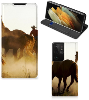 B2Ctelecom Bookcase Samsung Galaxy S21 Ultra Smart Cover Cowboy