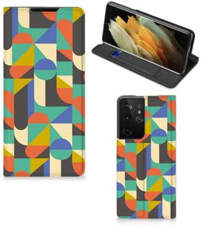 B2Ctelecom Bookcase Samsung Galaxy S21 Ultra Smart Cover Funky Retro