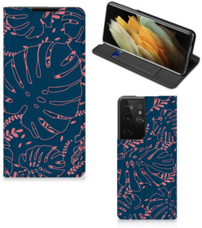 B2Ctelecom Bookcase Samsung Galaxy S21 Ultra Smartphone Hoesje Palm Leaves