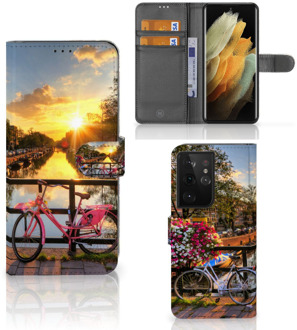 B2Ctelecom Bookcase Samsung Galaxy S21 Ultra Telefoon Hoesje Amsterdamse Grachten