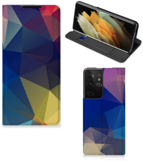 B2Ctelecom Bookcase Samsung Galaxy S21 Ultra Telefoon Hoesje Polygon Dark