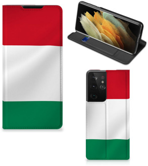 B2Ctelecom Bookcase Samsung Galaxy S21 Ultra Telefoonhoesje met Pasjeshouder Hongaarse Vlag