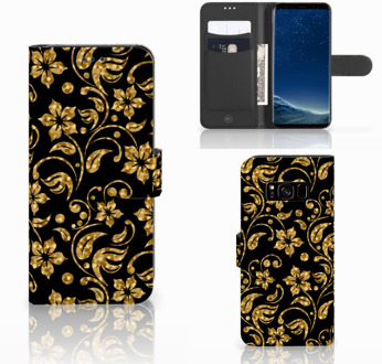 B2Ctelecom Bookcase Samsung Galaxy S8 Design Gouden Bloemen