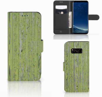 B2Ctelecom Bookcase Samsung Galaxy S8 Design Green Wood