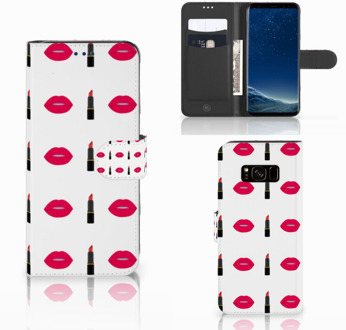 B2Ctelecom Bookcase Samsung Galaxy S8 Design Lipstick Kiss