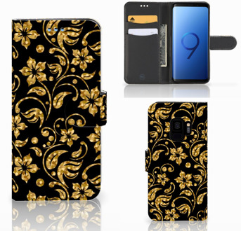 B2Ctelecom Bookcase Samsung Galaxy S9 Design Gouden Bloemen