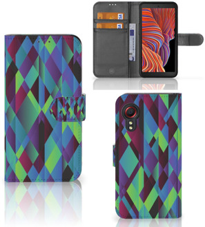 B2Ctelecom Bookcase Samsung Galaxy Xcover 5 Hoesje Abstract Green Blue