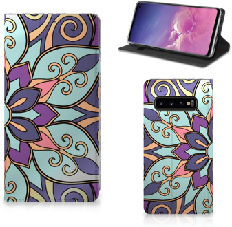 B2Ctelecom BookCase Samsung S10 Design Purple Flower