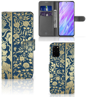 B2Ctelecom Bookcase Samsung S20 Plus Hoesje Golden Flowers