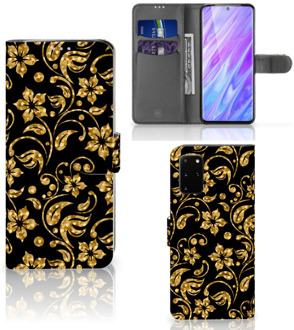 B2Ctelecom Bookcase Samsung S20 Plus Hoesje Gouden Bloemen