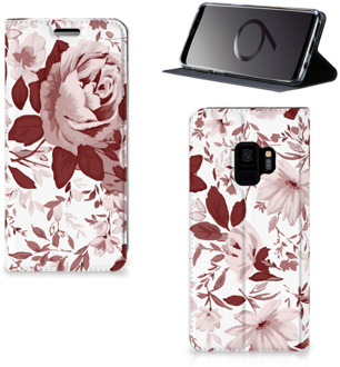 B2Ctelecom Bookcase Samsung S9 Watercolor Flowers