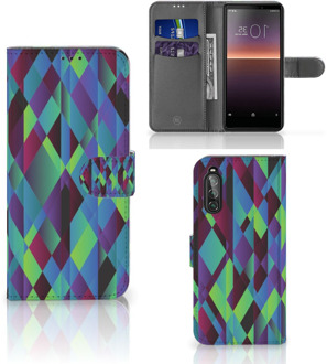 B2Ctelecom Bookcase Sony Xperia 10 II Hoesje Abstract Green Blue