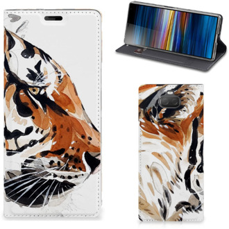 B2Ctelecom Bookcase Sony Xperia 10 Plus Watercolor Tiger