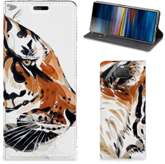 B2Ctelecom Bookcase Sony Xperia 10 Watercolor Tiger