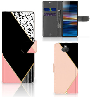 B2Ctelecom Bookcase Sony Xperia 10 Zwart Roze Vormen