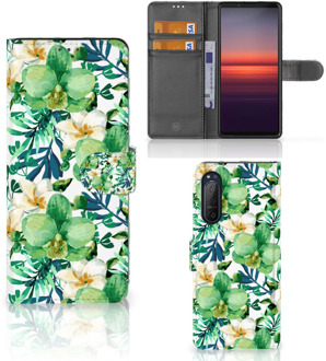 B2Ctelecom Bookcase Sony Xperia 5II GSM Hoesje Orchidee Groen