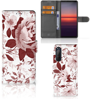 B2Ctelecom Bookcase Sony Xperia 5II GSM Hoesje Watercolor Flowers