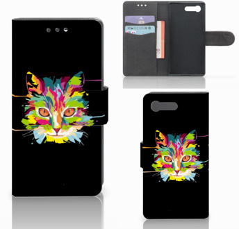 B2Ctelecom Bookcase Sony Xperia X Compact Cat Color