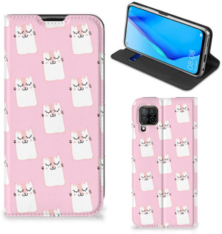 B2Ctelecom Bookcase Valentijn Cadeaus Huawei P40 Lite Smart Cover Sleeping Cats