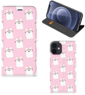 B2Ctelecom Bookcase Valentijn Cadeaus iPhone 12 Mini Smart Cover Hoesje Sleeping Cats