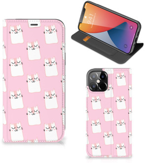 B2Ctelecom Bookcase Valentijn Cadeaus iPhone 12 Pro Max Smart Cover Hoesje Sleeping Cats