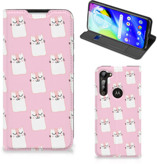 B2Ctelecom Bookcase Valentijn Cadeaus Motorola Moto G8 Power Smart Cover Hoesje Sleeping Cats