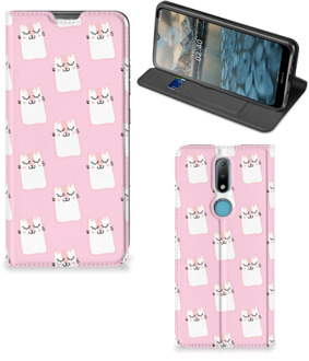 B2Ctelecom Bookcase Valentijn Cadeaus Nokia 2.4 Smart Cover Hoesje Sleeping Cats