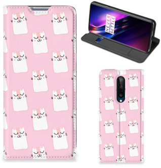 B2Ctelecom Bookcase Valentijn Cadeaus OnePlus 8 Smart Cover Hoesje Sleeping Cats