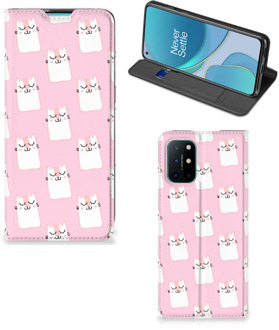 B2Ctelecom Bookcase Valentijn Cadeaus OnePlus 8T Smart Cover Hoesje Sleeping Cats