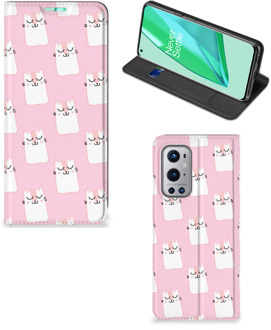 B2Ctelecom Bookcase Valentijn Cadeaus OnePlus 9 Pro Smart Cover Hoesje Sleeping Cats