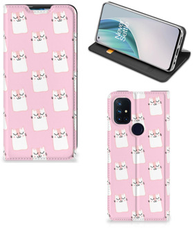 B2Ctelecom Bookcase Valentijn Cadeaus OnePlus Nord N10 5G Smart Cover Hoesje Sleeping Cats