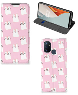 B2Ctelecom Bookcase Valentijn Cadeaus OnePlus Nord N100 Smart Cover Hoesje Sleeping Cats