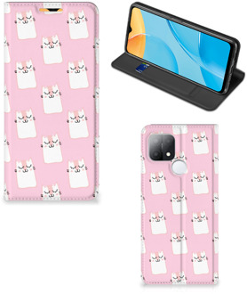 B2Ctelecom Bookcase Valentijn Cadeaus OPPO A15 Smart Cover Hoesje Sleeping Cats