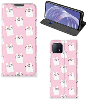 B2Ctelecom Bookcase Valentijn Cadeaus OPPO A73 5G Smart Cover Hoesje Sleeping Cats