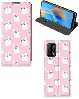 B2Ctelecom Bookcase Valentijn Cadeaus OPPO A74 4G Smart Cover Hoesje Sleeping Cats