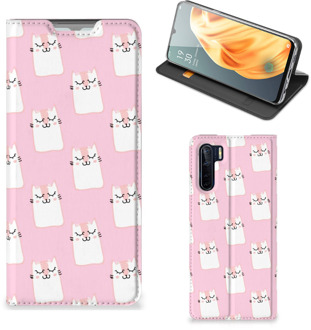 B2Ctelecom Bookcase Valentijn Cadeaus OPPO Reno3 | A91 Smart Cover Hoesje Sleeping Cats