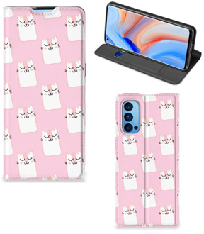 B2Ctelecom Bookcase Valentijn Cadeaus OPPO Reno4 Pro 5G Smart Cover Hoesje Sleeping Cats