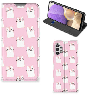 B2Ctelecom Bookcase Valentijn Cadeaus Samsung Galaxy A32 5G Smart Cover Hoesje Sleeping Cats