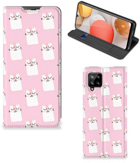 B2Ctelecom Bookcase Valentijn Cadeaus Samsung Galaxy A42 Smart Cover Hoesje Sleeping Cats