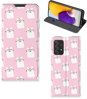 B2Ctelecom Bookcase Valentijn Cadeaus Samsung Galaxy A72 (5G/4G) Smart Cover Hoesje Sleeping Cats