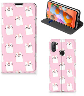 B2Ctelecom Bookcase Valentijn Cadeaus Samsung Galaxy M11 | A11 Smart Cover Hoesje Sleeping Cats