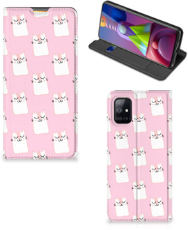 B2Ctelecom Bookcase Valentijn Cadeaus Samsung Galaxy M51 Smart Cover Hoesje Sleeping Cats