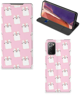 B2Ctelecom Bookcase Valentijn Cadeaus Samsung Galaxy Note20 Smart Cover Hoesje Sleeping Cats