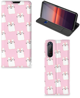 B2Ctelecom Bookcase Valentijn Cadeaus Sony Xperia 5 II Smart Cover Hoesje Sleeping Cats