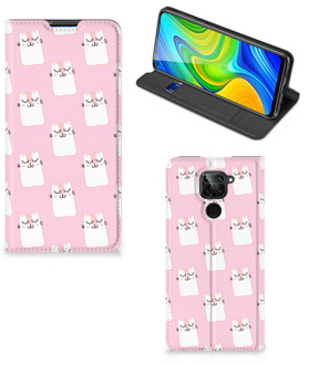 B2Ctelecom Bookcase Valentijn Cadeaus Xiaomi Redmi Note 9 Smart Cover Hoesje Sleeping Cats