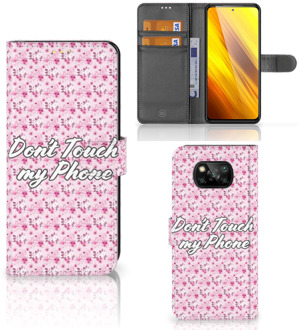 B2Ctelecom Bookcase Xiaomi Poco X3 Hoesje Flowers Pink DTMP