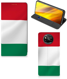 B2Ctelecom Bookcase Xiaomi Poco X3 Telefoonhoesje met Pasjeshouder Hongaarse Vlag