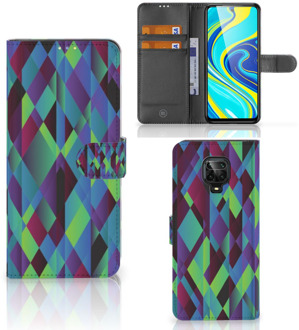 B2Ctelecom Bookcase Xiaomi Redmi Note 9 Pro | Note 9S Hoesje Abstract Green Blue