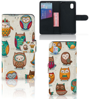 B2Ctelecom Bookcover Case Alcatel 1B (2020) Telefoonhoesje Vrolijke Uilen